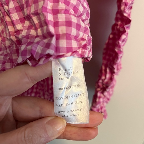 Frank & Eileen pink plaid crinkle shirt size M - Picture 5 of 7
